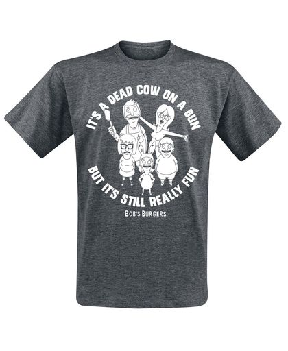 Bob&apos;s Burgers Dead Cow On A Bun T-shirt donkergrijs gemêleerd