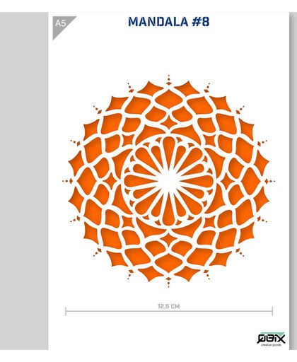 A5 Mandala Sjabloon - Karton Stencil - Mandala  diameter is 12,5cm