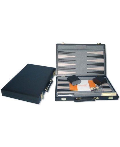 Backgammon Koffer 46 cm. Zwart Effen HOT Games