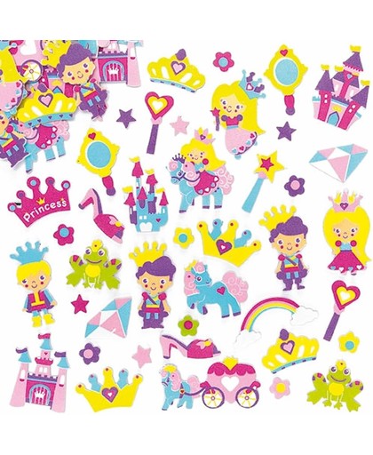 Foam stickers prinses - knutselspullen voor kinderen - scrapbooking verfraaiing om te maken en versieren kaarten decoraties en knutselwerkjes (120 stuks)