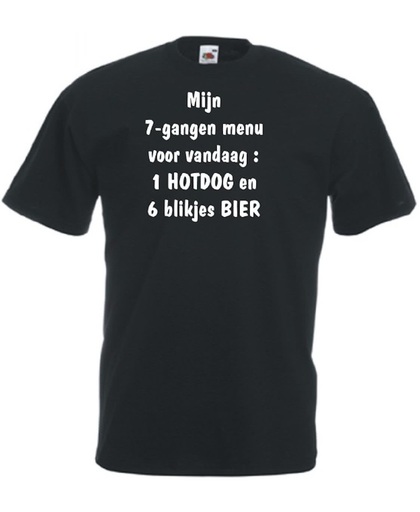 Mijncadeautje Unisex T-shirt zwart (maat L)  Mijn 7 gangen menu voor vandaag