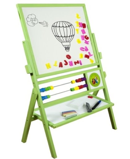 &This – Groen tekenbord – 90x56x30cm – krijtbord – whiteboard – telraam - klok - schapje