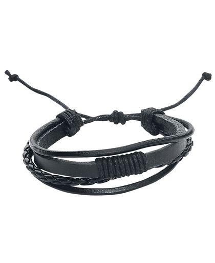 Mixed Black Leather Bracelet Lederen armband standaard