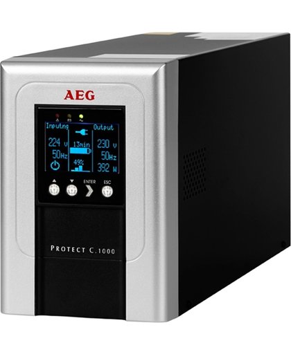 AEG Protect C. 1000 Dubbele conversie (online) 1000VA 4AC-uitgang(en) Toren Zwart, Zilver UPS