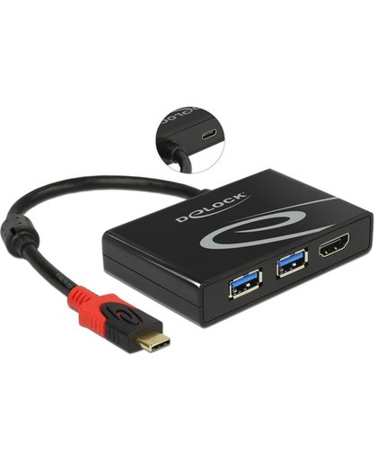 DeLOCK USB-C naar HDMI, 2x USB-A en USB-C adapter met DP Alt Mode - 4K 30 Hz - 0,15 meter