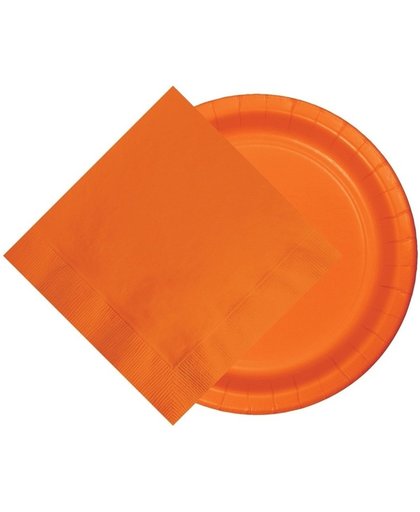 Oranje tafeldecoratie set 8 bordjes en 20 servetten
