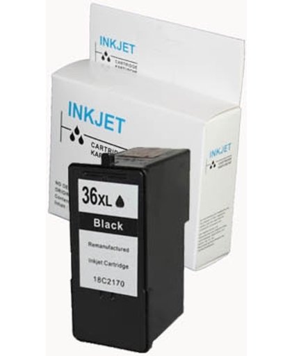 Toners-kopen.nl Lexmark 18C2170 18C2170E alternatief - compatible inkt cartridge voor Lexmark 36xl zwart met niveau-indicator wit Label