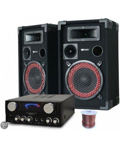 DJ PA Set "Bassalt Black" 500W Complete Set Karaoke
