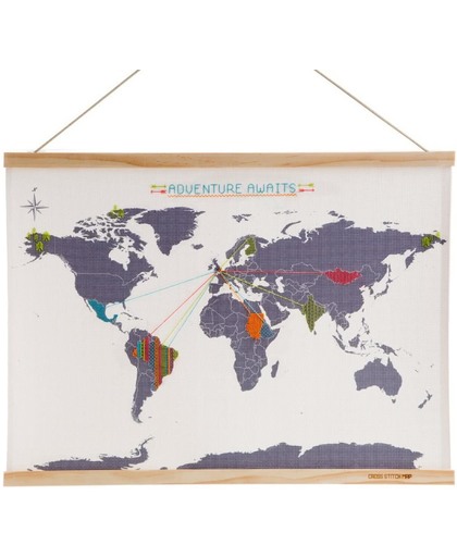 Borduur Wereldkaart - Stich World Map