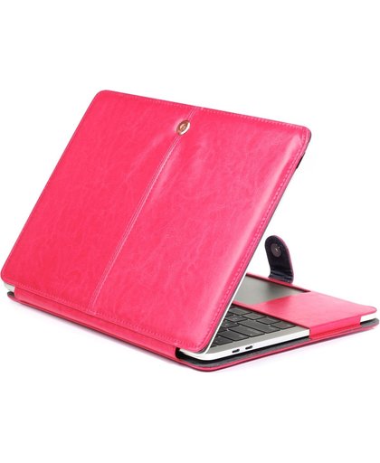 For 2016 New Macbook Pro 15.4 inch A1707 Laptop Crazy Horse structuur horizontaal Flip lederen hoesje(hard roze)