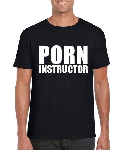 Porn instructor tekst t-shirt zwart heren 2XL