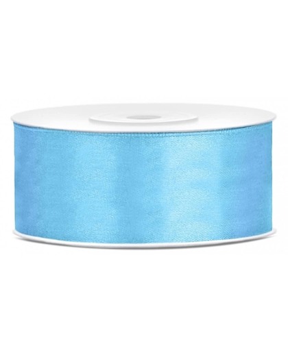 Satijn sierlint lichtblauw 25 mm - Satijn decoratie lint