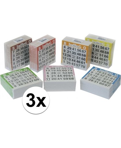 6x Bingo kaarten 1-75 gekleurd