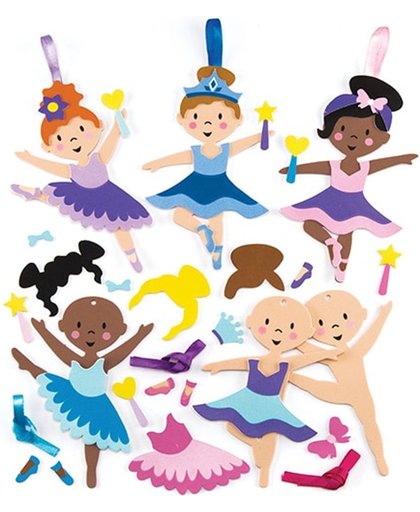 Mix & match decoratiesets met ballerina's voor kinderen - Creatieve knutselset voor kinderen (6 stuks per verpakking)