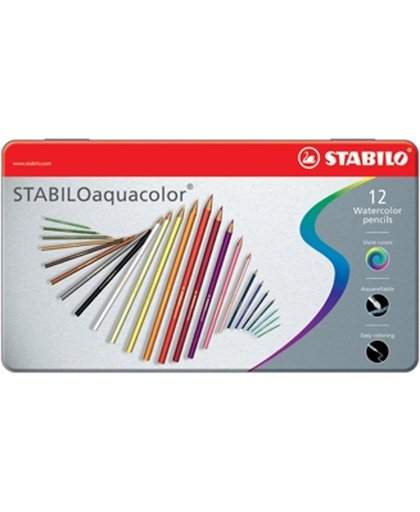 STABILO Aquacolor Kleurpotloden - Metalen Etui 12 stuks