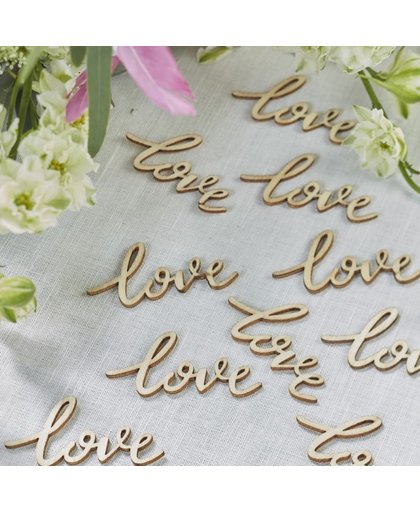 Tafel decoratie huwelijk - Love confetti hout