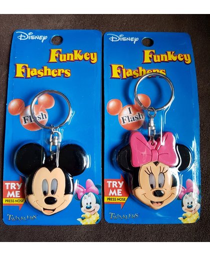 Disney Sleutelhanger met flash light Minnie Mouse of Mickey Mouse