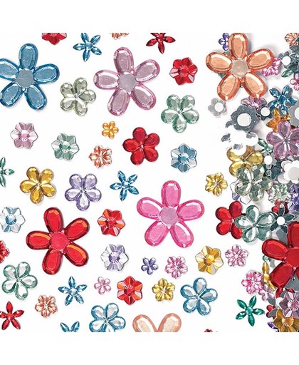 Zelfklevende edelstenen van acryl in bloemvorm - stickers voor kinderen en volwassen voor scrapbooking wenskarten knutselwerkjes en decoratie maken (180 stuks)