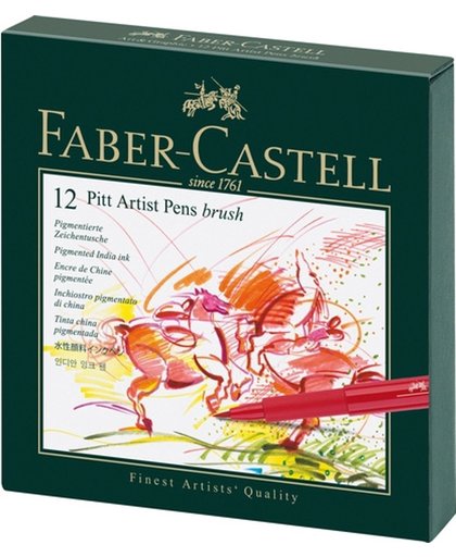 Faber Castell tekenstift Pitt Artist Pen Brush 12-delig Studiobox