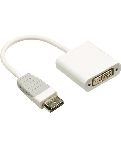 Bandridge witte DisplayPort mannelijk naar DVI-I Dual Link 24+5pins vrouwelijk adapter kabel - 0,20 meter