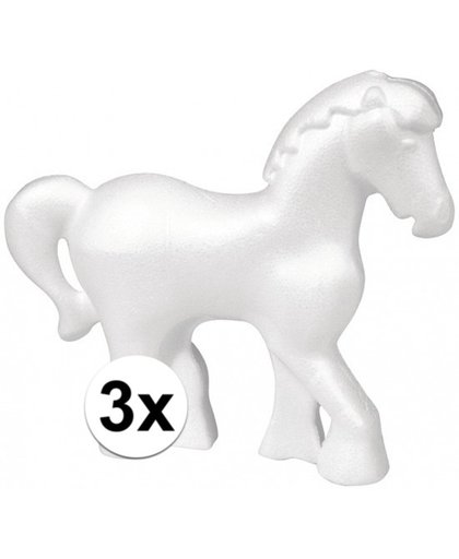 3x Piepschuim paarden 15 cm - Styropor vormen