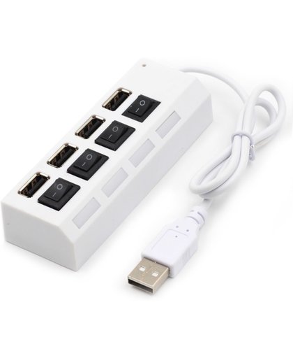 Coretek 4-poorts USB hub met aan/uit schakelaars - USB2.0 / wit - 0,40 meter