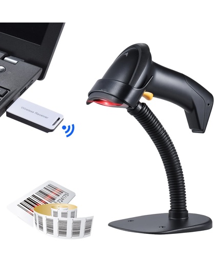 Draadloze barcode scanner USB 2.4G inclusief houder