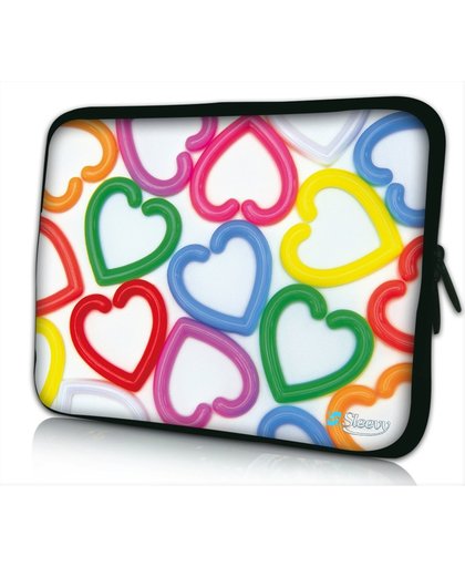 Sleevy 13.3  laptophoes kleurige harten