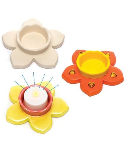 Theelichthouders in vorm van een narcis voor kinderen   Leuke knutsel- en decoratiesets voor in de lente voor jongens en meisjes (4 stuks per verpakking)
