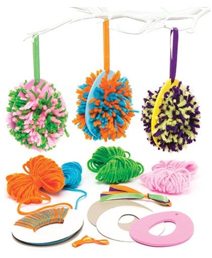 Sets met paaseieren met pompons die kinderen kunnen ontwerpen, maken en versieren   Creatieve paasknutselset voor kinderen (3 stuks per verpakking)