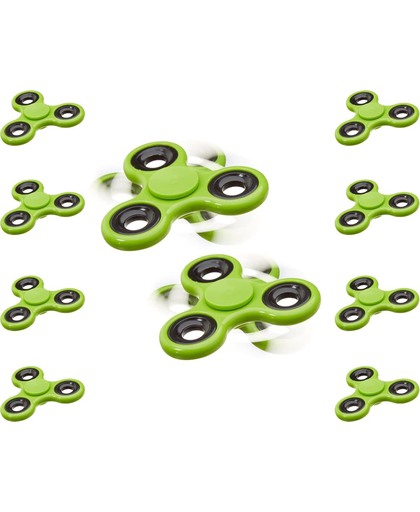 relaxdays 10 x Fidget Spinner in groen - anti-stress draaier - hand spinner - speeltje
