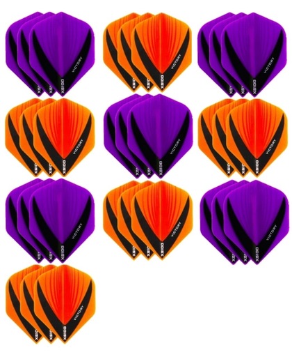 10 sets (30 stuks) - XS100 Vista flights - duo kleur pakket - Oranje en Paars – flights - dartflights