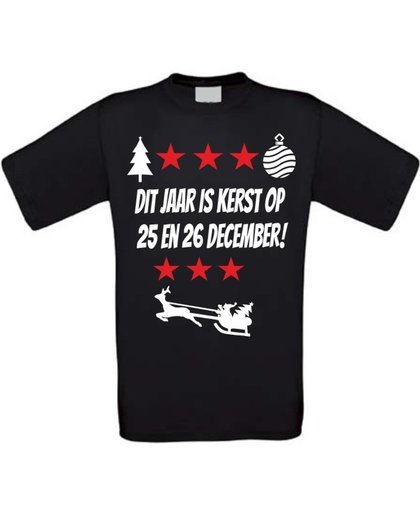 Dit jaar is kerst op 25 en 26 december  T-shirt maat 134/146 zwart