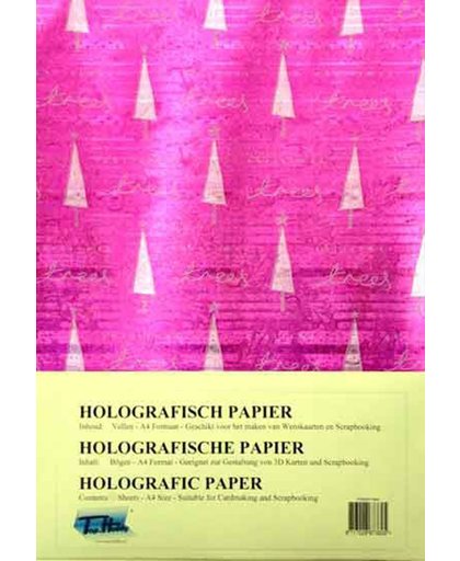 Holografisch A4 Papier - Christmas Trees - 21 x 29,7cm - 50 Vellen - Voor het maken van prachtige kaarten, scrapbook of andere creatieve objecten
