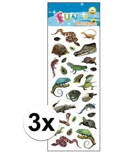 3x Stickervellen reptielen - dieren stickers
