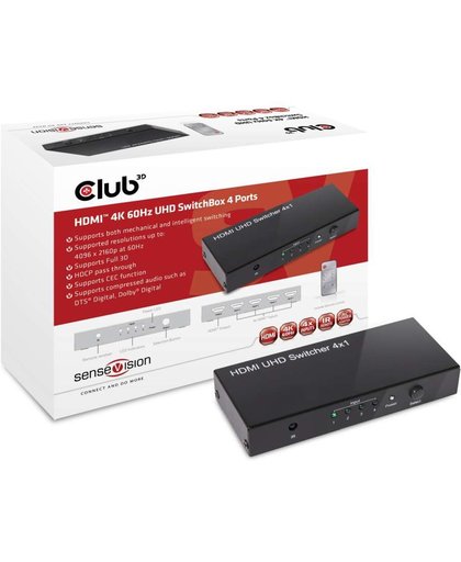 CLUB3D HDMI 2.0 UHD SwitchBox 4 Ports
