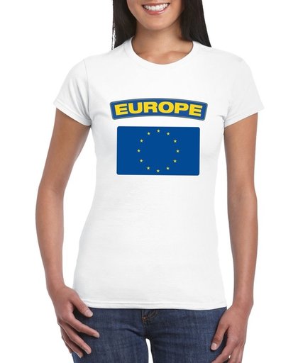 Europa t-shirt met Europese vlag wit dames S