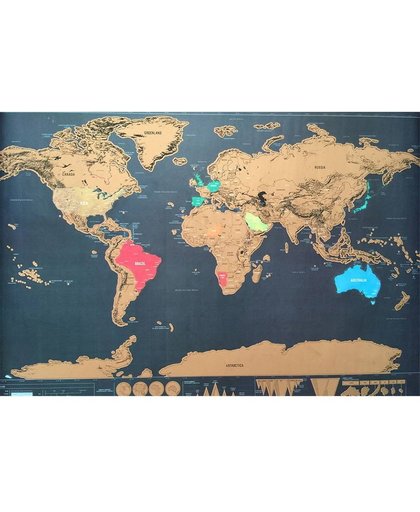Wereldkaart kraskaart Wereld kaart  82,5 x 59,5  cm / Scratch Map / Kras de bezochte landen