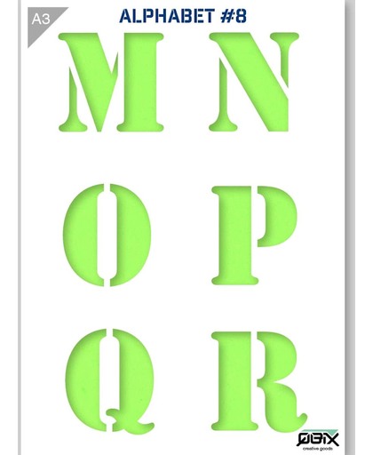 Letter Sjabloon M N O P Q R - Kunststof Stencil - A3 42 x 29,7 cm - Letters zijn +- 9cm hoog