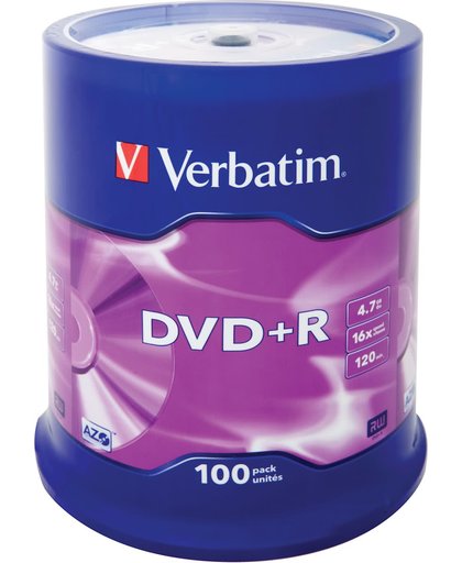 Verbatim 43551 DVD+R Matt Silver Schijven - 100 Stuks / Spindel
