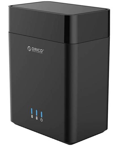 Orico - Soft Closing 2-Bay Type-C harde schijf station voor 3.5 inch SATA HDD –  Slaapmodus - LED-indicator - Zwart