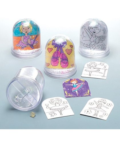 Inkleursneeuwbollen met ballerina die kinderen kunnen ontwerpen - Creatieve knutselset voor kinderen (doos van 4)
