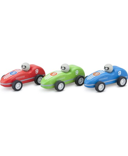 New Classic Toys - 3 Pull Back Race Auto's - Rood/Groen/Blauw