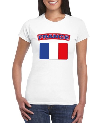 Frankrijk t-shirt met Franse vlag wit dames L