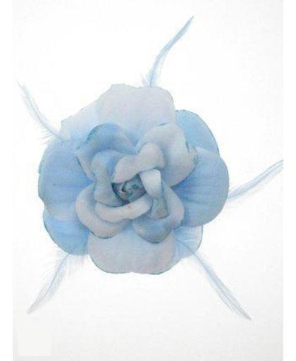 Haarspeld met glitter licht blauwe bloem en elastiek