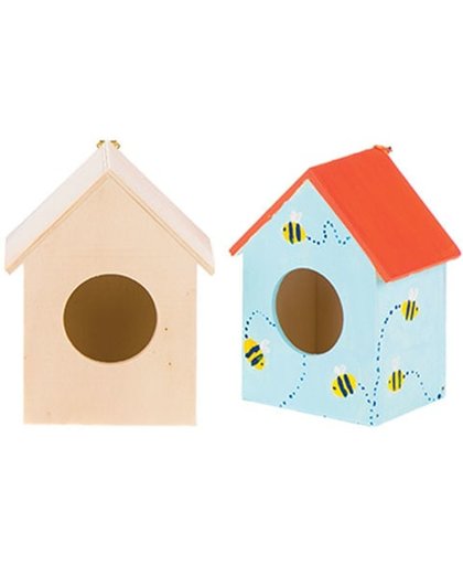 Kleine houten huisjes voor zoogdieren   Een creatief knutsel- en decoratieproduct voor kinderen (2 stuks per doos)