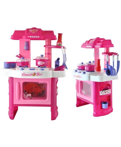 Roze Speelkeuken Set Met Accessoires - Speelgoed Keuken Keukenspullen - Kinder Keukenset Met Keukengerei - Meisjes