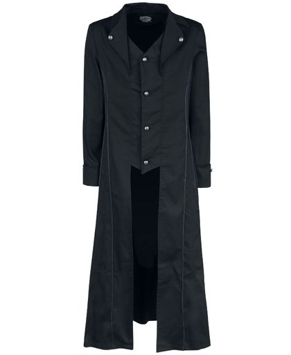 H&R London Black Classic Coat Lange jas zwart