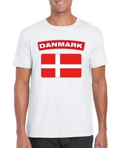 Denemarken t-shirt met Deense vlag wit heren XL