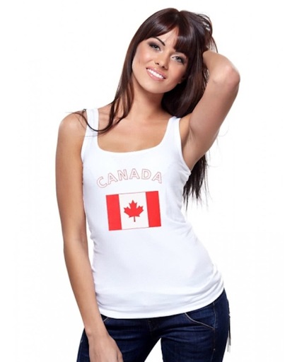 Witte dames tanktop met vlag van Canada S